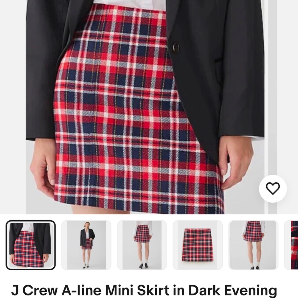 J Crew A-line Mini Skirt in Red Blue Tartan